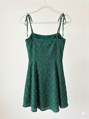Reformation Green Floral Tie Strap Mini Dress Size 10